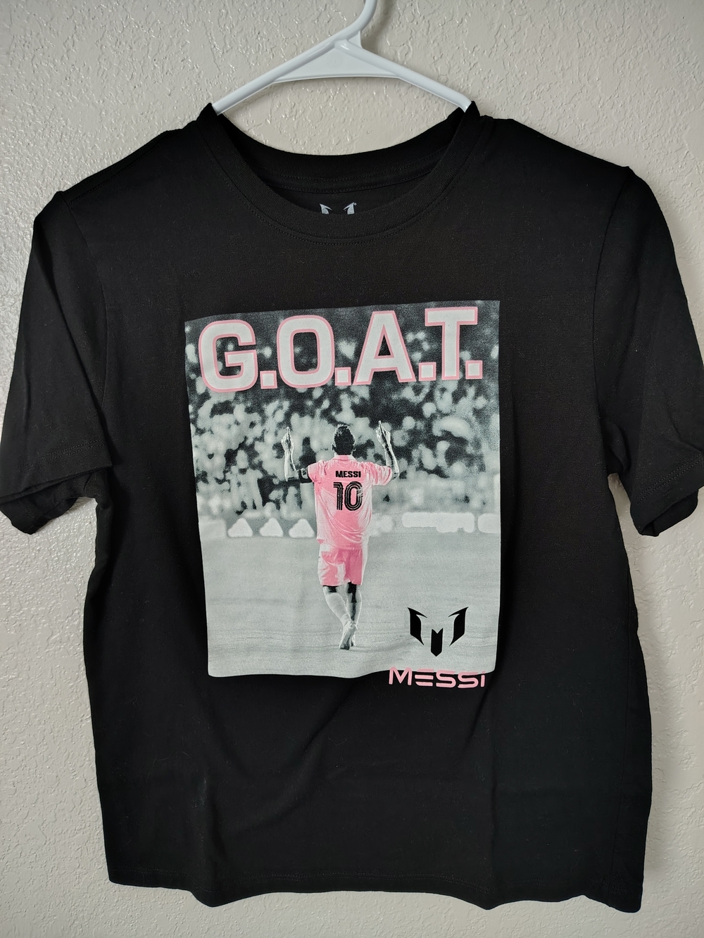 Messi Kids' G.O.A.T. Short Sleeve Tee - Black/Pink